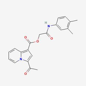 molecular formula C21H20N2O4 B2515529 2-((3,4-二甲苯胺)-2-氧代乙基) 3-乙酰吲哚并氮杂环-1-羧酸酯 CAS No. 899725-15-6
