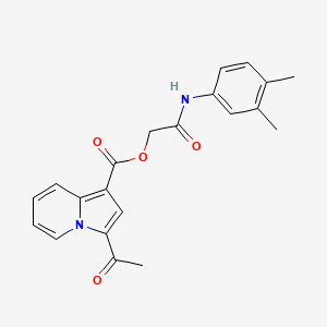 molecular formula C21H20N2O4 B2515529 [(3,4-dimethylphenyl)carbamoyl]methyl 3-acetylindolizine-1-carboxylate CAS No. 899725-15-6