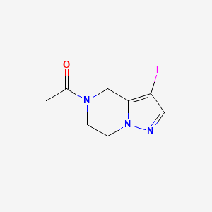 molecular formula C8H10IN3O B2515532 1-(3-Iodo-6,7-dihydropyrazolo[1,5-a]pyrazin-5(4H)-yl)ethan-1-one CAS No. 2241140-25-8