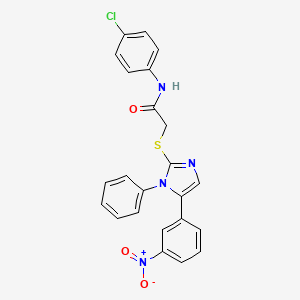 molecular formula C23H17ClN4O3S B2515533 N-(4-氯苯基)-2-((5-(3-硝基苯基)-1-苯基-1H-咪唑-2-基)硫代)乙酰胺 CAS No. 1234938-51-2