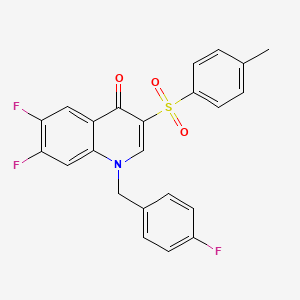 molecular formula C23H16F3NO3S B2515537 6,7-difluoro-1-(4-fluorobenzyl)-3-[(4-methylphenyl)sulfonyl]quinolin-4(1H)-one CAS No. 899213-89-9