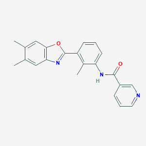 molecular formula C22H19N3O2 B251554 N-[3-(5,6-dimethyl-1,3-benzoxazol-2-yl)-2-methylphenyl]nicotinamide 