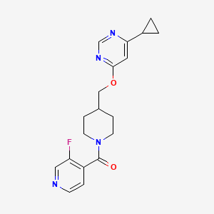 molecular formula C19H21FN4O2 B2515540 (4-(((6-环丙基嘧啶-4-基)氧基)甲基)哌啶-1-基)(3-氟吡啶-4-基)甲酮 CAS No. 2319801-47-1