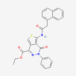 molecular formula C27H21N3O4S B2515548 5-[(2-萘-1-基乙酰)氨基]-4-氧代-3-苯基噻吩并[3,4-d]嘧啶-1-羧酸乙酯 CAS No. 851947-62-1