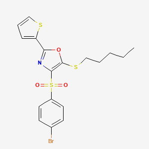 4-((4-Bromophenyl)sulfonyl)-5-(pentylthio)-2-(thiophen-2-yl)oxazole