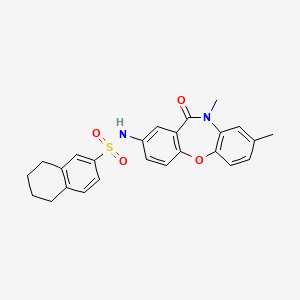 molecular formula C25H24N2O4S B2515551 N-(8,10-dimethyl-11-oxo-10,11-dihydrodibenzo[b,f][1,4]oxazepin-2-yl)-5,6,7,8-tetrahydronaphthalene-2-sulfonamide CAS No. 921899-09-4