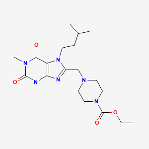 molecular formula C20H32N6O4 B2515564 ethyl 4-{[1,3-dimethyl-7-(3-methylbutyl)-2,6-dioxo-2,3,6,7-tetrahydro-1H-purin-8-yl]methyl}piperazine-1-carboxylate CAS No. 851941-87-2