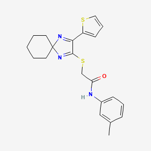 2-((3-(thiophen-2-yl)-1,4-diazaspiro[4.5]deca-1,3-dien-2-yl)thio)-N-(m-tolyl)acetamide