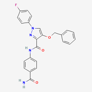 molecular formula C24H19FN4O3 B2515583 4-(benzyloxy)-N-(4-carbamoylphenyl)-1-(4-fluorophenyl)-1H-pyrazole-3-carboxamide CAS No. 1171358-92-1