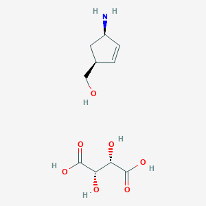 molecular formula C10H17NO7 B025156 ((1S,4R)-4-Aminocyclopent-2-en-1-yl)methanol (2S,3S)-2,3-dihydroxysuccinate CAS No. 229177-52-0