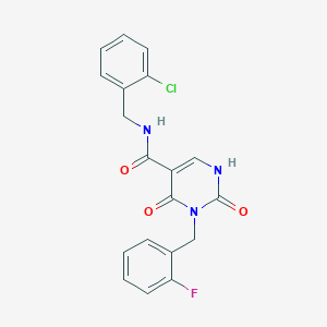 molecular formula C19H15ClFN3O3 B2515601 N-(2-chlorobenzyl)-3-(2-fluorobenzyl)-2,4-dioxo-1,2,3,4-tetrahydropyrimidine-5-carboxamide CAS No. 1396760-69-2
