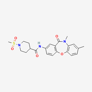 molecular formula C22H25N3O5S B2515606 N-(8,10-dimethyl-11-oxo-10,11-dihydrodibenzo[b,f][1,4]oxazepin-2-yl)-1-(methylsulfonyl)piperidine-4-carboxamide CAS No. 1210823-28-1