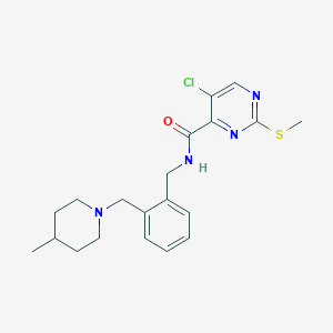 molecular formula C20H25ClN4OS B2515614 5-chloro-N-({2-[(4-methylpiperidin-1-yl)methyl]phenyl}methyl)-2-(methylsulfanyl)pyrimidine-4-carboxamide CAS No. 1147725-54-9
