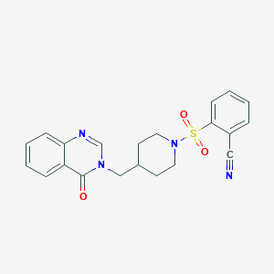 2-[4-[(4-Oxoquinazolin-3-yl)methyl]piperidin-1-yl]sulfonylbenzonitrile