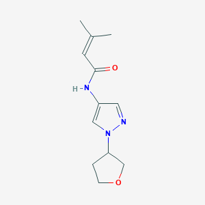 molecular formula C12H17N3O2 B2515623 3-methyl-N-(1-(tetrahydrofuran-3-yl)-1H-pyrazol-4-yl)but-2-enamide CAS No. 1797895-15-8