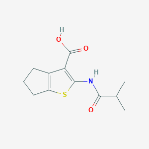 molecular formula C12H15NO3S B2515625 2-(2-methylpropanamido)-4H,5H,6H-cyclopenta[b]thiophene-3-carboxylic acid CAS No. 743439-31-8