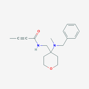 molecular formula C18H24N2O2 B2515648 N-[[4-[Benzyl(methyl)amino]oxan-4-yl]methyl]but-2-ynamide CAS No. 2411217-70-2