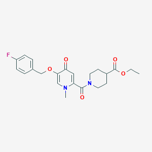 molecular formula C22H25FN2O5 B2515650 Ethyl 1-(5-((4-fluorobenzyl)oxy)-1-methyl-4-oxo-1,4-dihydropyridine-2-carbonyl)piperidine-4-carboxylate CAS No. 1021249-16-0