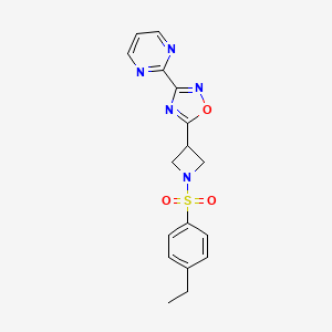 molecular formula C17H17N5O3S B2515652 5-(1-((4-乙基苯基)磺酰)氮杂环丁-3-基)-3-(嘧啶-2-基)-1,2,4-恶二唑 CAS No. 1325701-33-4