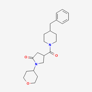 molecular formula C22H30N2O3 B2515669 4-(4-benzylpiperidine-1-carbonyl)-1-(tetrahydro-2H-pyran-4-yl)pyrrolidin-2-one CAS No. 1421441-70-4