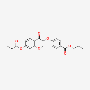 molecular formula C23H22O7 B2515677 Propyl 4-[7-(2-methylpropanoyloxy)-4-oxochromen-3-yl]oxybenzoate CAS No. 847859-81-8