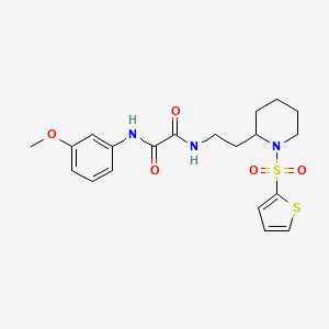 molecular formula C20H25N3O5S2 B2515680 N1-(3-甲氧基苯基)-N2-(2-(1-(噻吩-2-磺酰基)哌啶-2-基)乙基)草酰胺 CAS No. 898460-24-7