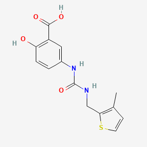 molecular formula C14H14N2O4S B2515683 2-羟基-5-({[(3-甲基噻吩-2-基)甲基]氨基羰基}氨基)苯甲酸 CAS No. 1540847-46-8