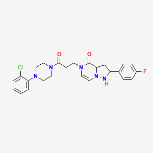 molecular formula C25H23ClFN5O2 B2515695 5-{3-[4-(2-氯苯基)哌嗪-1-基]-3-氧代丙基}-2-(4-氟苯基)-4H,5H-吡唑并[1,5-a]吡嗪-4-酮 CAS No. 1326840-38-3