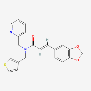 molecular formula C21H18N2O3S B2515701 (E)-3-(benzo[d][1,3]dioxol-5-yl)-N-(pyridin-2-ylmethyl)-N-(thiophen-3-ylmethyl)acrylamide CAS No. 1286744-36-2