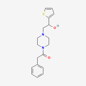 molecular formula C18H22N2O2S B2515704 1-(4-(2-Hydroxy-2-(thiophen-2-yl)ethyl)piperazin-1-yl)-2-phenylethanone CAS No. 1396880-46-8