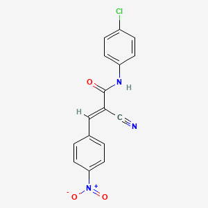 molecular formula C16H10ClN3O3 B2515706 (E)-N-(4-chlorophenyl)-2-cyano-3-(4-nitrophenyl)prop-2-enamide CAS No. 329716-14-5