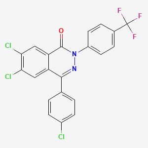 molecular formula C21H10Cl3F3N2O B2515708 6,7-二氯-4-(4-氯苯基)-2-[4-(三氟甲基)苯基]酞嗪-1-酮 CAS No. 478066-04-5