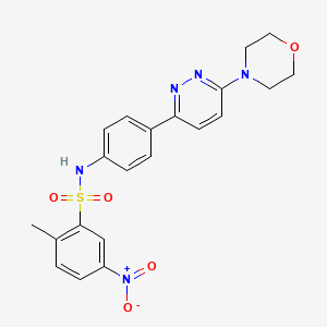 molecular formula C21H21N5O5S B2515714 2-methyl-N-(4-(6-morpholinopyridazin-3-yl)phenyl)-5-nitrobenzenesulfonamide CAS No. 898442-29-0