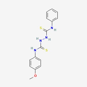 molecular formula C15H16N4OS2 B2515728 (2-(((4-Methoxyphenyl)amino)thioxomethyl)hydrazino)(phenylamino)methane-1-thione CAS No. 2907-30-4