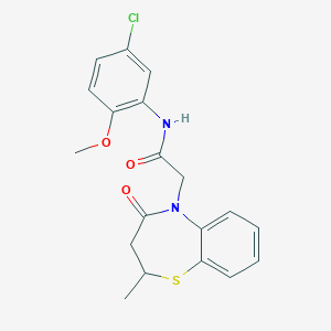 molecular formula C19H19ClN2O3S B2515730 N-(5-chloro-2-methoxyphenyl)-2-(2-methyl-4-oxo-3,4-dihydrobenzo[b][1,4]thiazepin-5(2H)-yl)acetamide CAS No. 847410-06-4