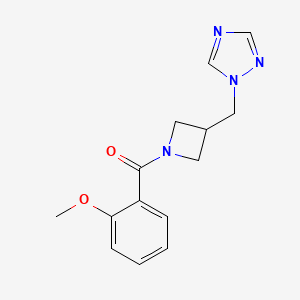 molecular formula C14H16N4O2 B2515745 1-{[1-(2-methoxybenzoyl)azetidin-3-yl]methyl}-1H-1,2,4-triazole CAS No. 2189499-64-5