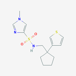 molecular formula C14H19N3O2S2 B2515747 1-methyl-N-((1-(thiophen-3-yl)cyclopentyl)methyl)-1H-imidazole-4-sulfonamide CAS No. 2034265-83-1