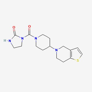 molecular formula C16H22N4O2S B2515751 1-(4-(6,7-dihydrothieno[3,2-c]pyridin-5(4H)-yl)piperidine-1-carbonyl)imidazolidin-2-one CAS No. 2034361-98-1