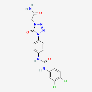 molecular formula C16H13Cl2N7O3 B2515764 2-(4-(4-(3-(3,4-dichlorophenyl)ureido)phenyl)-5-oxo-4,5-dihydro-1H-tetrazol-1-yl)acetamide CAS No. 1396876-72-4