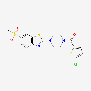 molecular formula C17H16ClN3O3S3 B2515765 (5-Chlorothiophen-2-yl)(4-(6-(methylsulfonyl)benzo[d]thiazol-2-yl)piperazin-1-yl)methanone CAS No. 941981-63-1