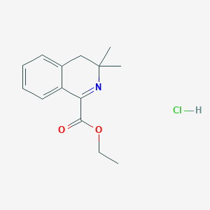 molecular formula C14H18ClNO2 B2515771 Ethyl 3,3-dimethyl-4H-isoquinoline-1-carboxylate;hydrochloride CAS No. 2490412-78-5