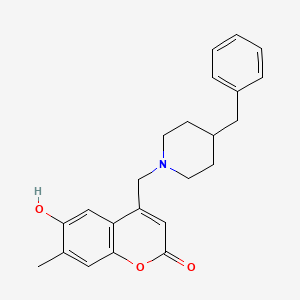 molecular formula C23H25NO3 B2515776 4-((4-benzylpiperidin-1-yl)methyl)-6-hydroxy-7-methyl-2H-chromen-2-one CAS No. 859111-47-0