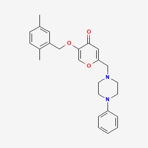 molecular formula C25H28N2O3 B2515782 5-[(2,5-Dimethylphenyl)methoxy]-2-[(4-phenylpiperazin-1-yl)methyl]pyran-4-one CAS No. 898456-87-6