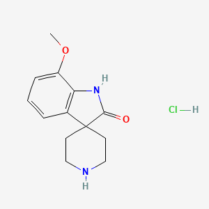 molecular formula C13H17ClN2O2 B2515795 7-Methoxy-1, 2-dihydrospiro[indole-3,4-piperidine]-2-one hydrochloride CAS No. 2197062-28-3