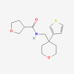 molecular formula C15H21NO3S B2515811 N-((4-(thiophen-3-yl)tetrahydro-2H-pyran-4-yl)methyl)tetrahydrofuran-3-carboxamide CAS No. 2319784-46-6