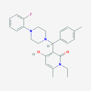 molecular formula C26H30FN3O2 B2515818 1-ethyl-3-((4-(2-fluorophenyl)piperazin-1-yl)(p-tolyl)methyl)-4-hydroxy-6-methylpyridin-2(1H)-one CAS No. 939240-67-2