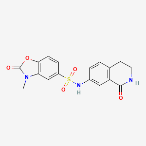 molecular formula C17H15N3O5S B2515822 3-甲基-2-氧代-N-(1-氧代-1,2,3,4-四氢异喹啉-7-基)-2,3-二氢苯并[d]恶唑-5-磺酰胺 CAS No. 1428351-49-8