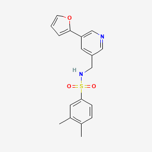 molecular formula C18H18N2O3S B2515830 N-((5-(furan-2-yl)pyridin-3-yl)methyl)-3,4-dimethylbenzenesulfonamide CAS No. 2034538-25-3