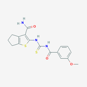 molecular formula C17H17N3O3S2 B251584 2-({[(3-methoxybenzoyl)amino]carbothioyl}amino)-5,6-dihydro-4H-cyclopenta[b]thiophene-3-carboxamide 