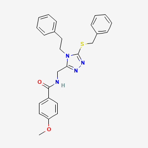 N-((5-(benzylthio)-4-phenethyl-4H-1,2,4-triazol-3-yl)methyl)-4-methoxybenzamide